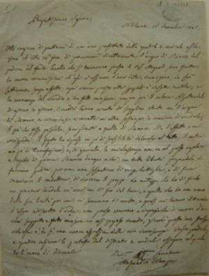Lettera di Alessandro Manzoni a Giovanni Morelli 
